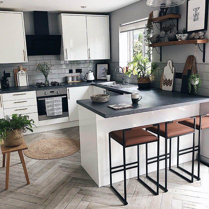 Small White Kitchen Ideas - White and Grey Kitchen